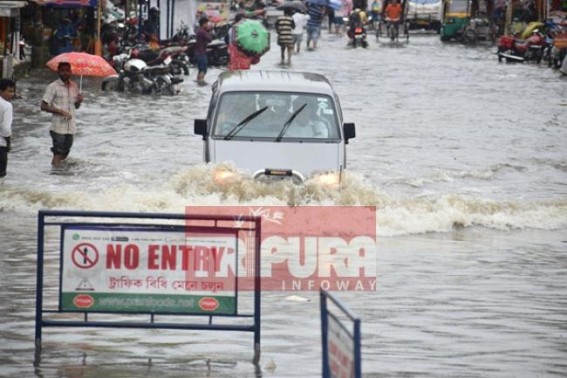 Rain : Flood hits Agartala City